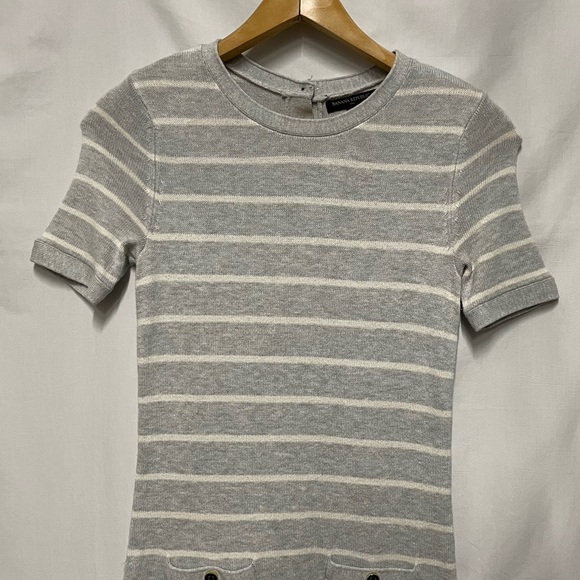 Banana Republic Grey Striped Knit Sweater Dress Short Sleeve Size XS - Picture 10 of 13